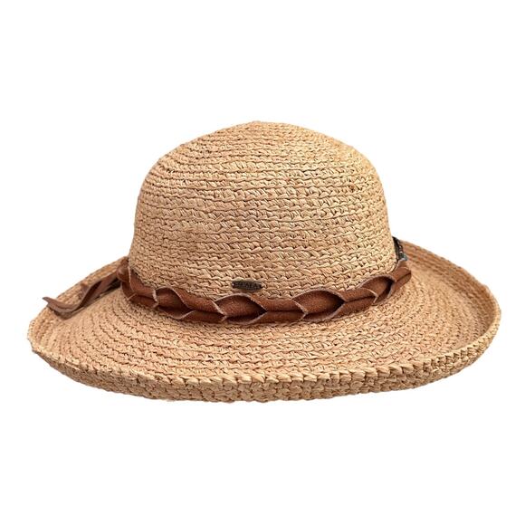Scala Collezione Straw Sun Hat Brown Suede Band Boho Western Style One Size - Picture 3 of 8